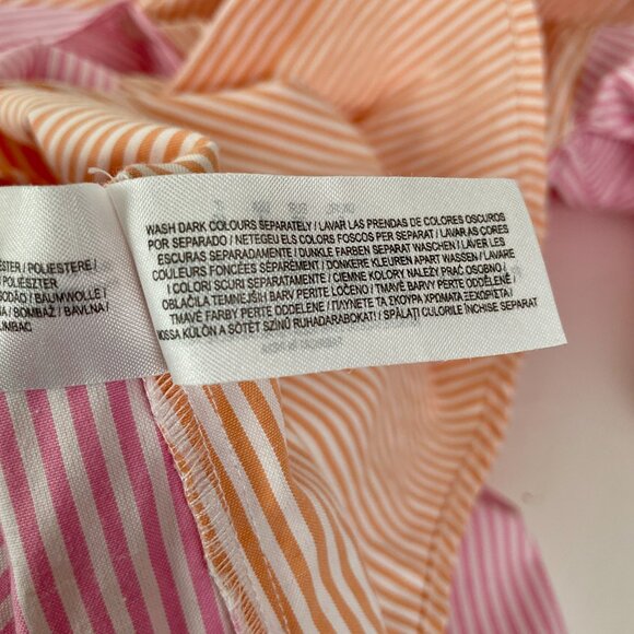 Primark Oversized  Colourblock Pink/Orange Pinstripe Button Up Shirt, Size 8 - Picture 10 of 11